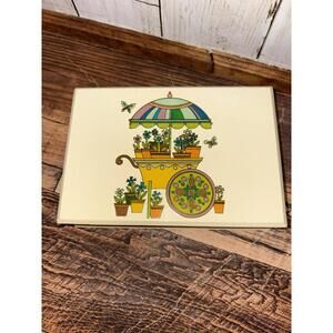 Otagiri Japan Laquerware Trinket Box Flowers Cart Note Paper Holder Vintage